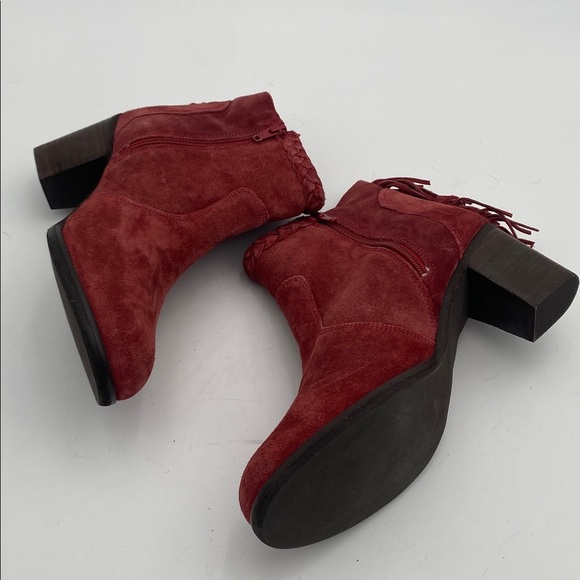 Matisse Red Suede Ankle Booties Fringe details women 9.5M casual festival boho - Picture 5 of 14